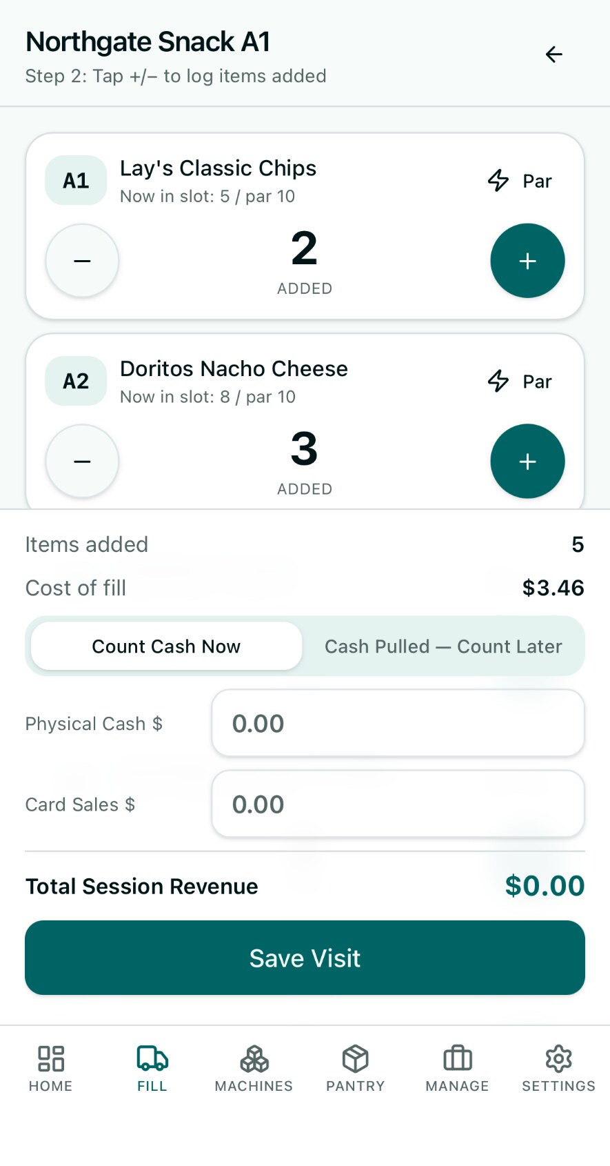 Fill flow on mobile